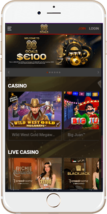 Gaming at 88Goals Mobile Casino