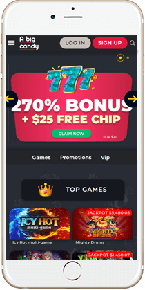 A Big Candy Casino Mobile App Interface
