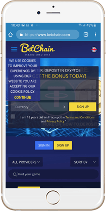 Betchain Mobile Casino Lobby