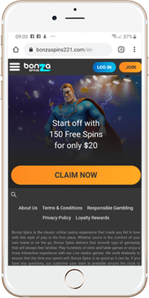 Bonza Spins Casino Mobile Lobby