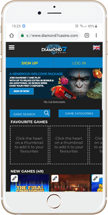 Diamond 7 Mobile Casino Lobby