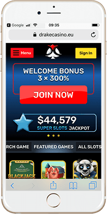 Drake Mobile Casino Lobby