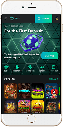 Gaming at the Drip Mobile Casino