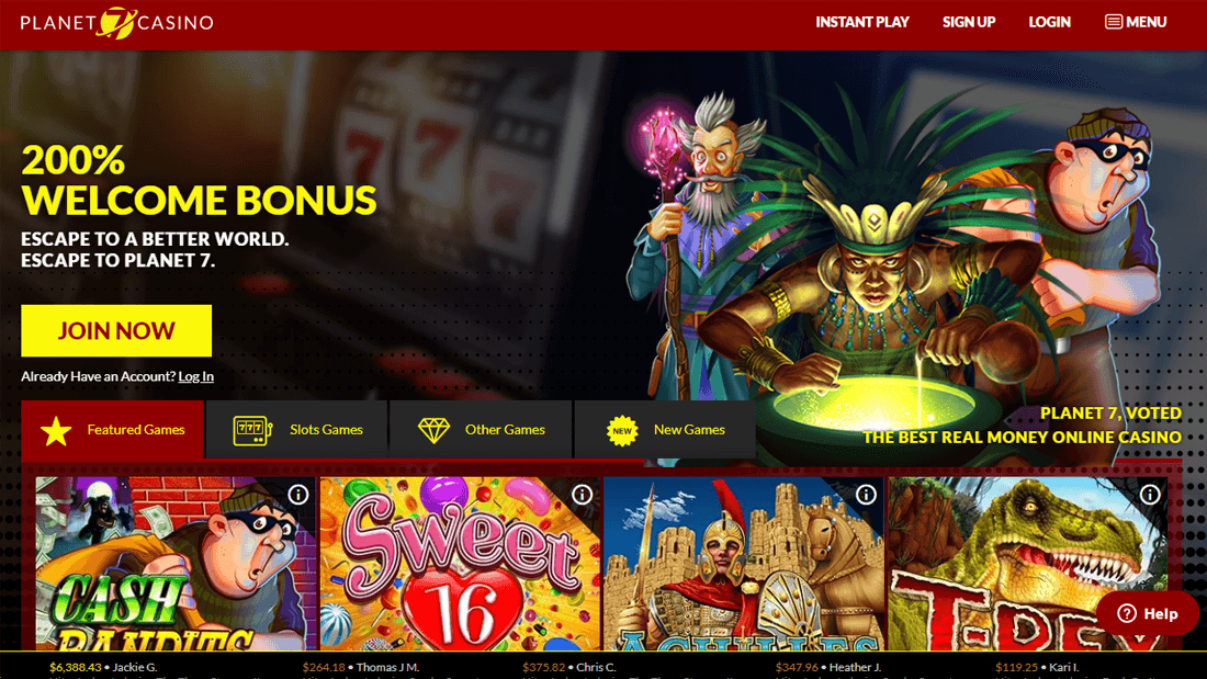 Planet7 Casino Website