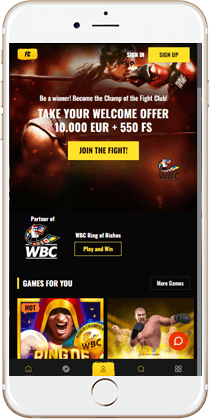 Gaming at Fight Club Mobile Casino