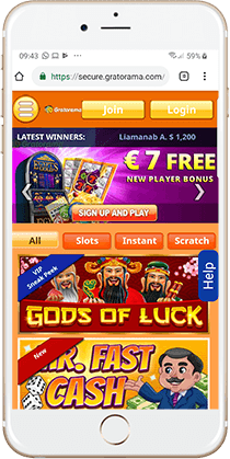 Gratorama Casino Mobile Lobby