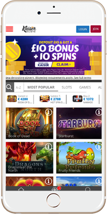 Kaiser Slots Casino on Mobile