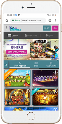 Karamba Casino Mobile Lobby
