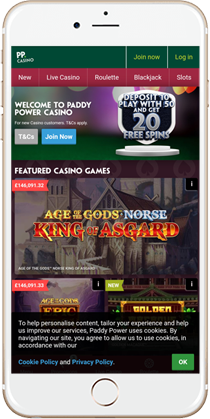 Paddy Power Casino on Mobile