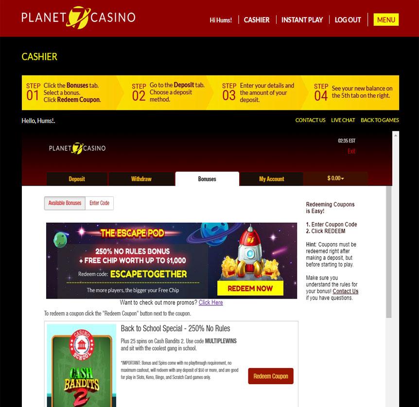 Planet 7 No Deposit Casino Bonus Codes 365