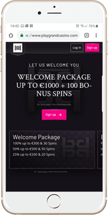 PlayGrand Casino Mobile Casino Lobby