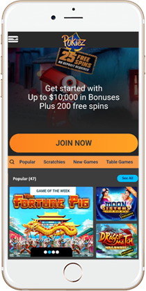 Pokiez Casino on Mobile