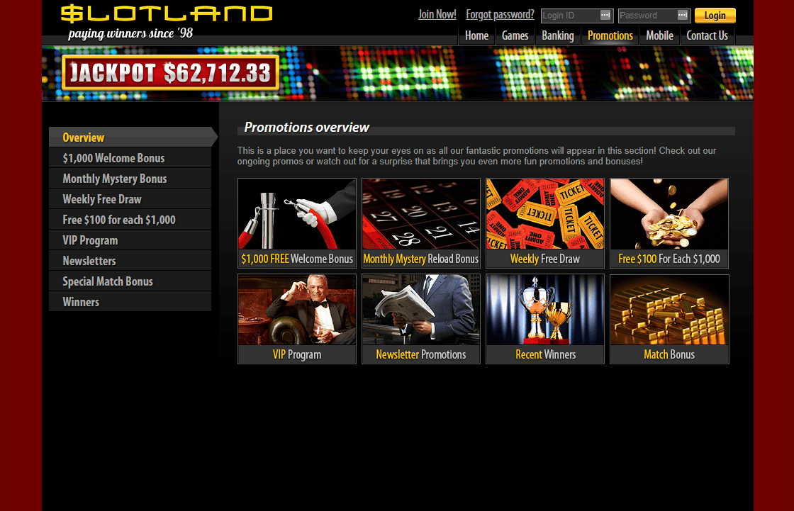 Slotland Casino 2020 33 No Deposit Bonus