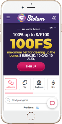 Slotum Casino on Mobile