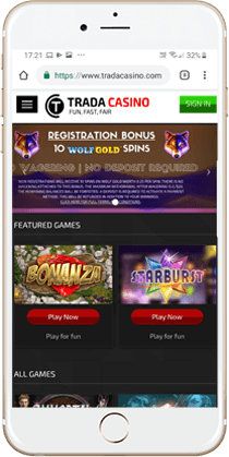 Trada Casino Mobile Casino Lobby