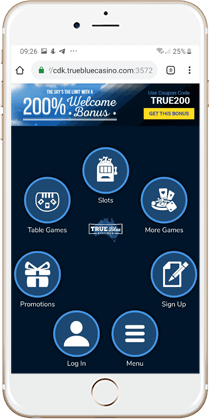 True Blue Casino Mobile Lobby