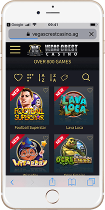 Vegas Crest Mobile Casino Lobby