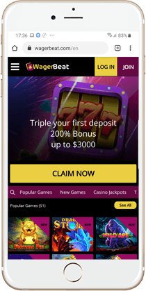 Wager Beat Casino Mobile Lobby