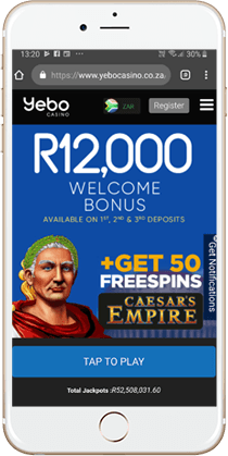 Yebo Casino Mobile Lobby